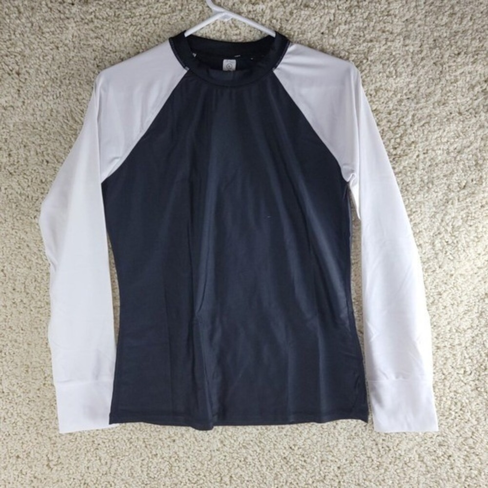 Women's SPF 50+ Rash Guard Shirt Medium Black White UV Protection Top